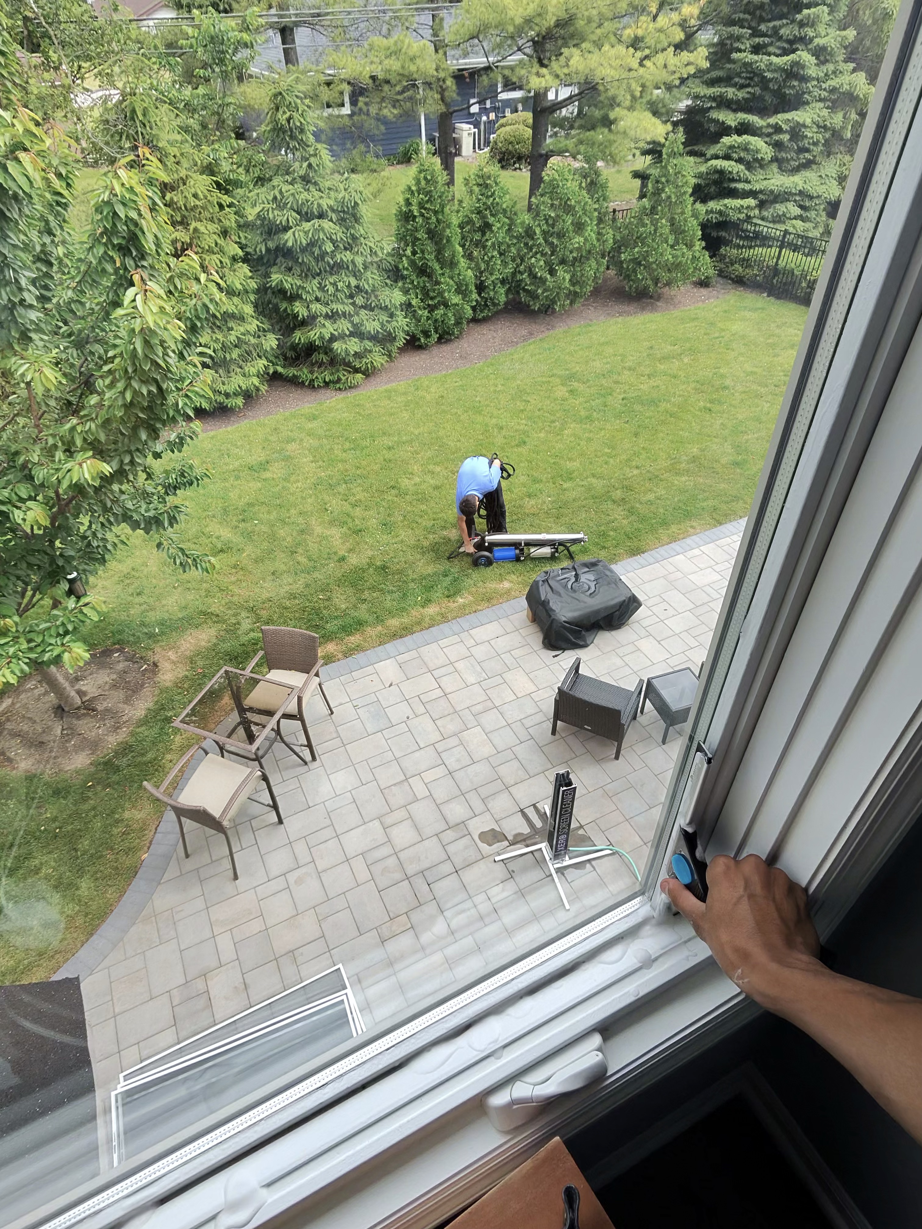 Interior window cleaning on a residential home